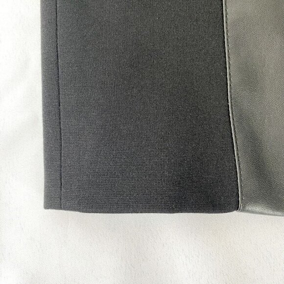 KAREN MILLEN BLACK FAUX LEATHER & PONTE COMBO SLEEVELESS SHEATH DRESS - 10 - Picture 9 of 10